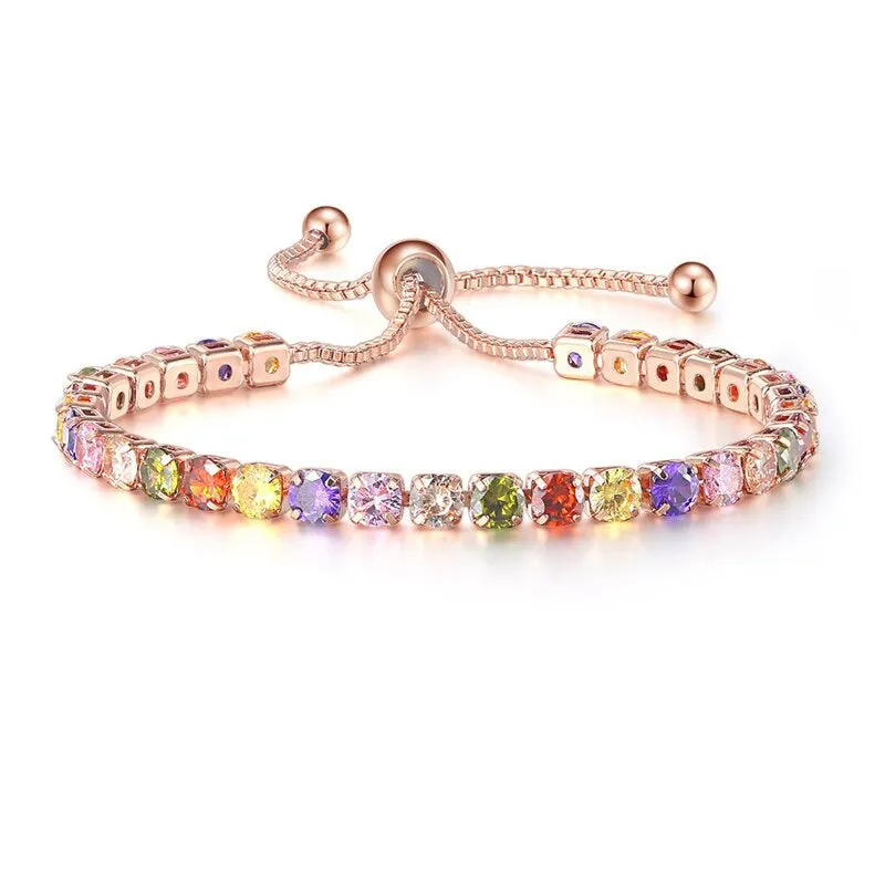 Sparkling Colorful Zircon Bejeweled Tennis Bracelets