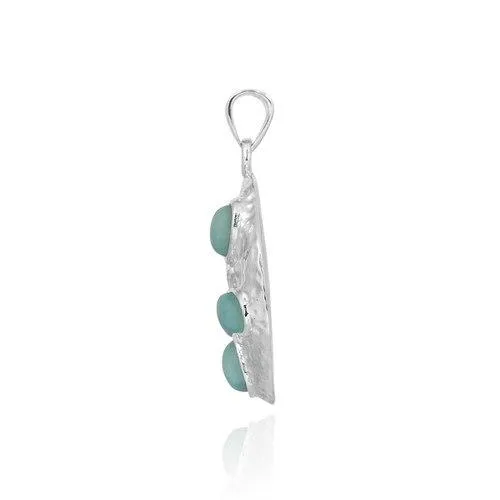 Sterling Silver and Larimar Sand Dollar Pendant Necklace