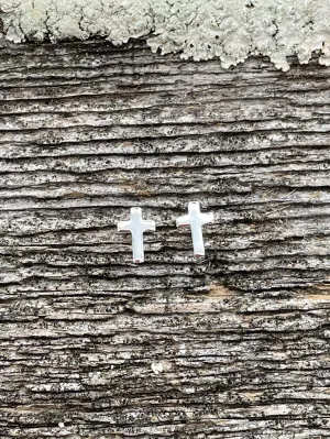 Sterling Silver Cross Stud Earrings