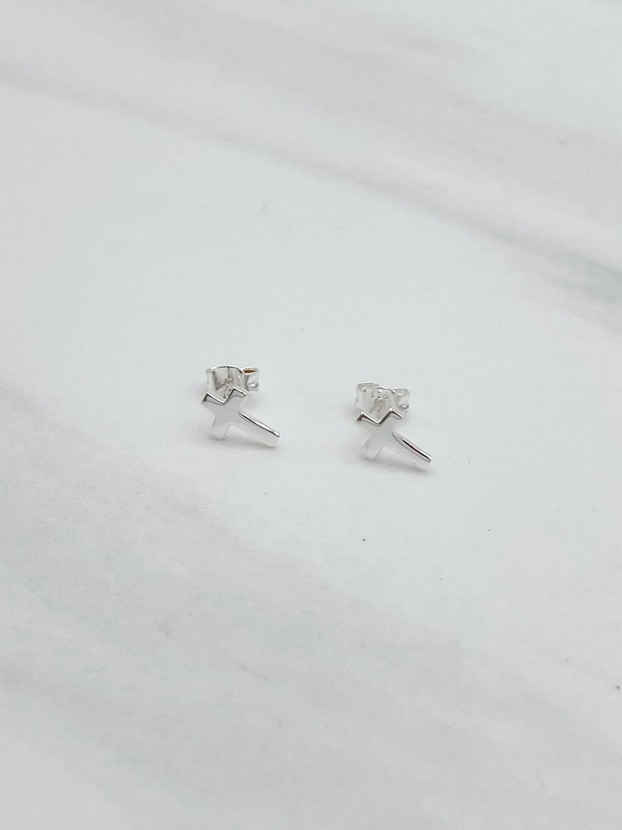 Sterling Silver Cross Stud Earrings