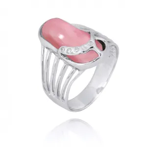 Sterling Silver Flip Flop Ring with Pink Opal and White CZ