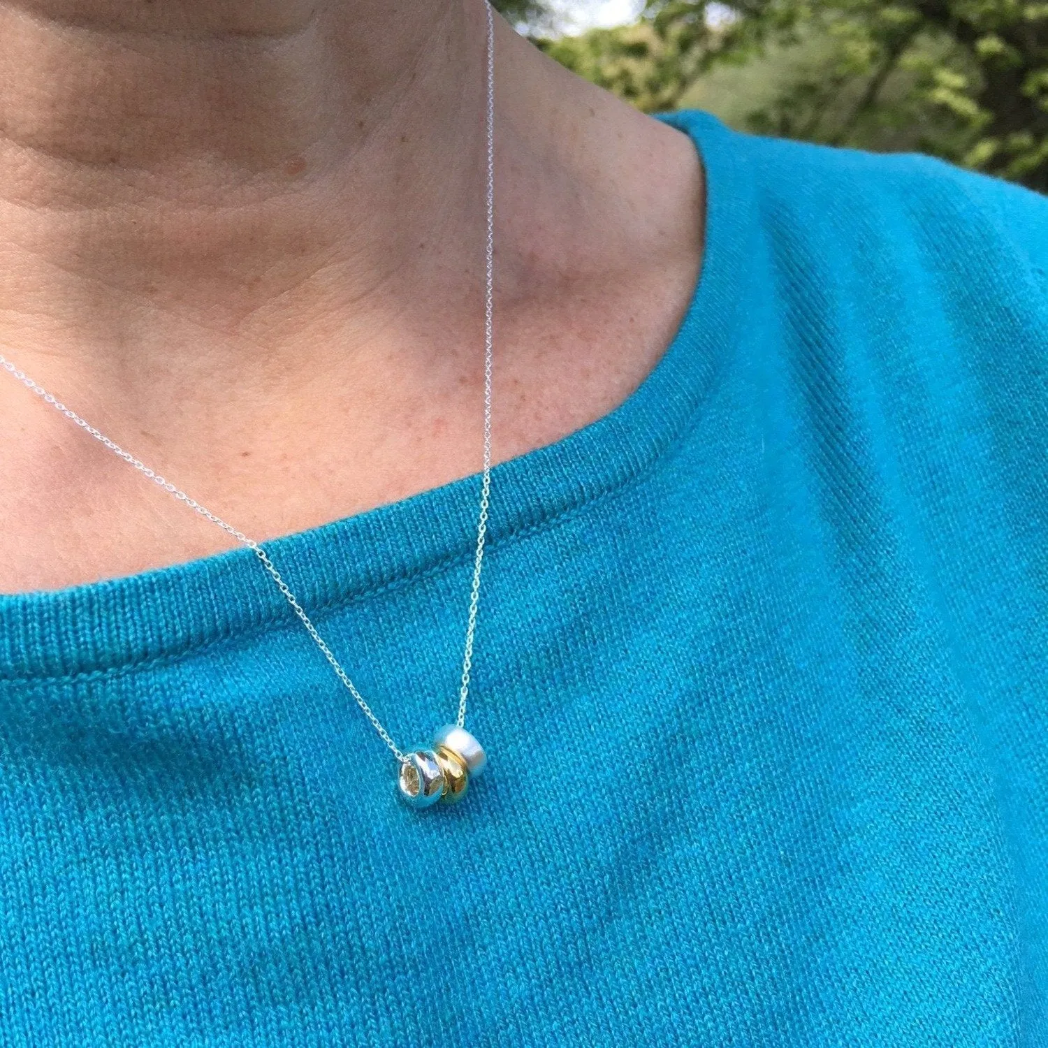 Sterling Silver Three Rings Necklace