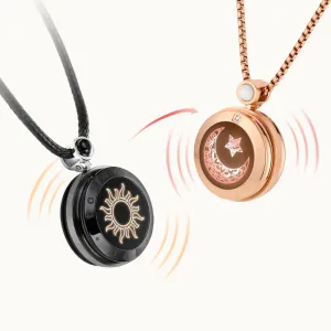 Sun & Moon Touch Necklaces with Agate (Black Sun Rose Gold Moon)