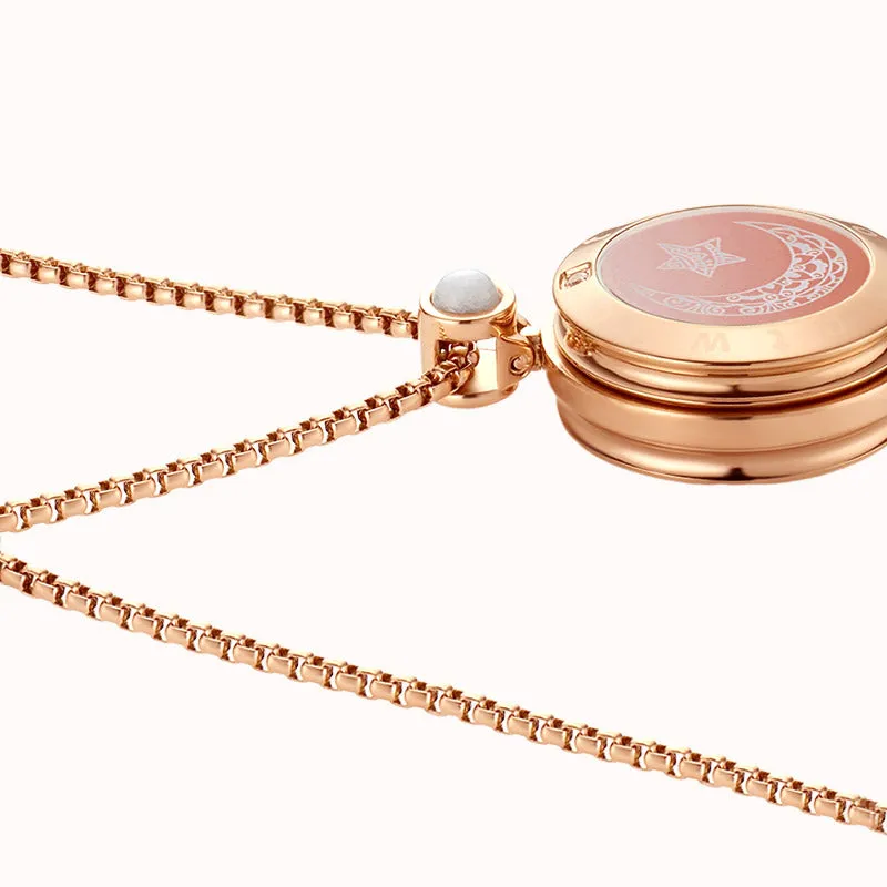 Sun & Moon Touch Necklaces with Agate (Black Sun Rose Gold Moon)