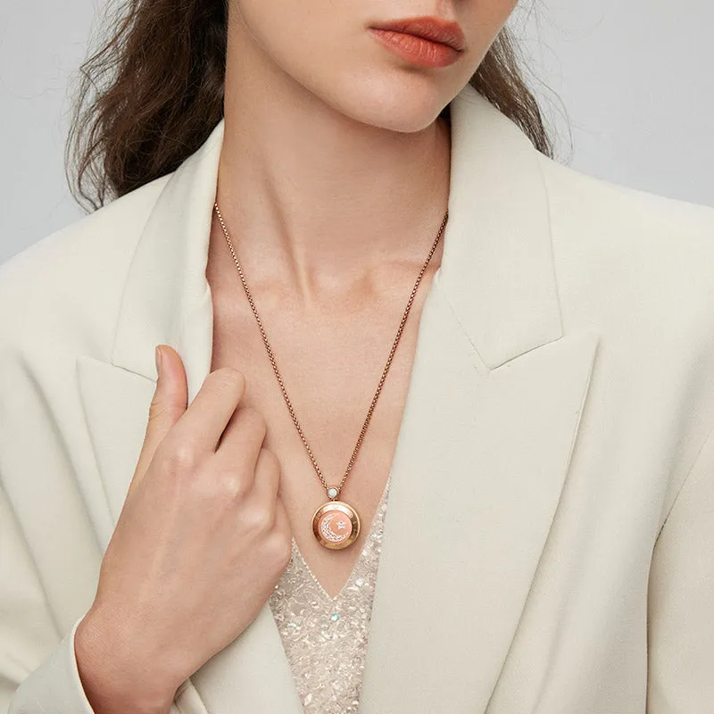 Sun & Moon Touch Necklaces with Agate (Black Sun Rose Gold Moon)