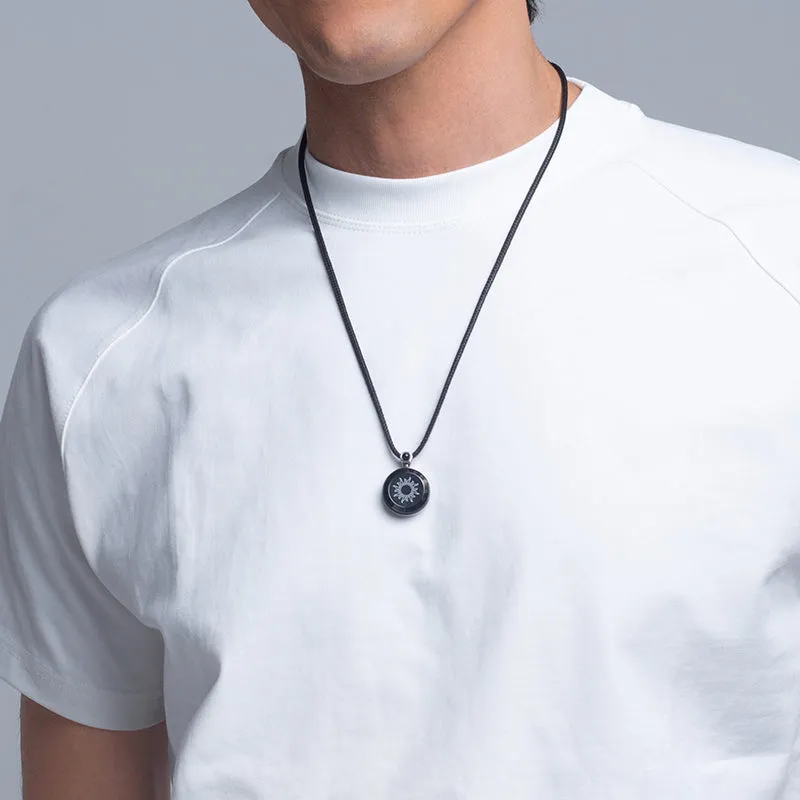 Sun & Moon Touch Necklaces with Agate (Black Sun Rose Gold Moon)