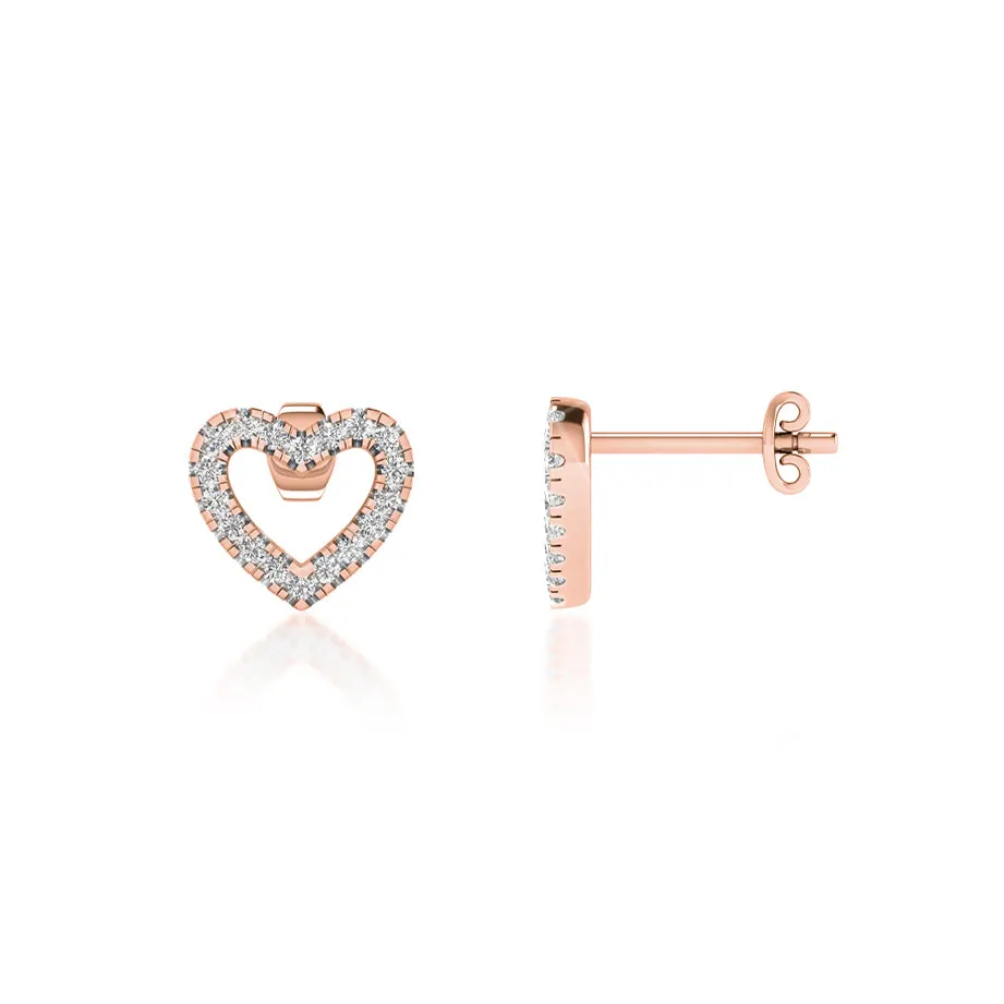 THALIA - Pavé Heart Lab Diamond Earrings 18k Rose Gold