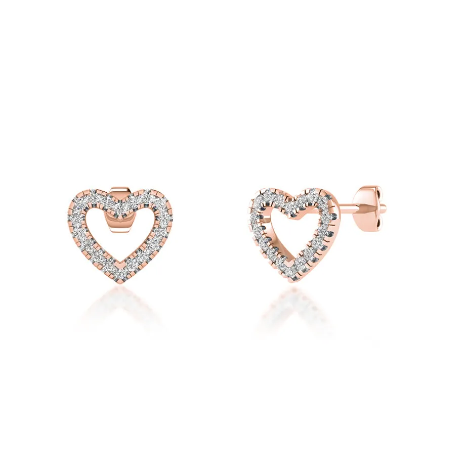 THALIA - Pavé Heart Lab Diamond Earrings 18k Rose Gold