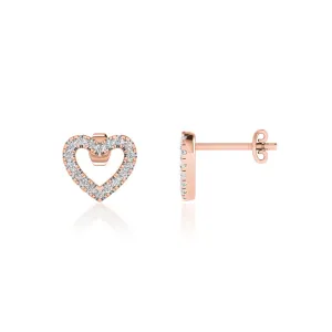 THALIA - Pavé Heart Lab Diamond Earrings 18k Rose Gold