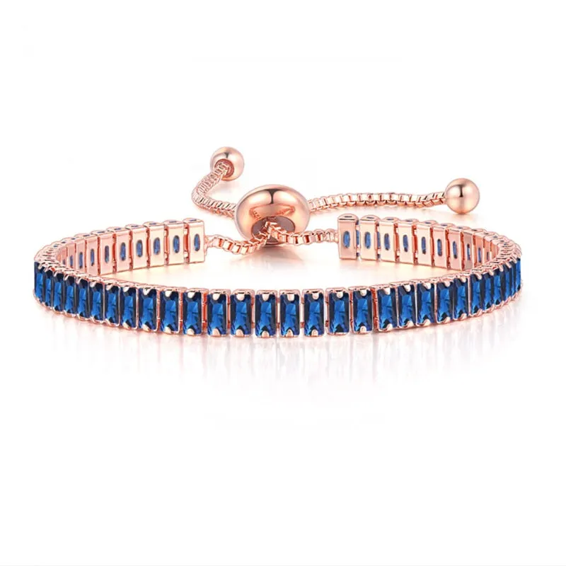 Unique Black Crystal Bangle Rose Gold Color Adjustable Bracelets