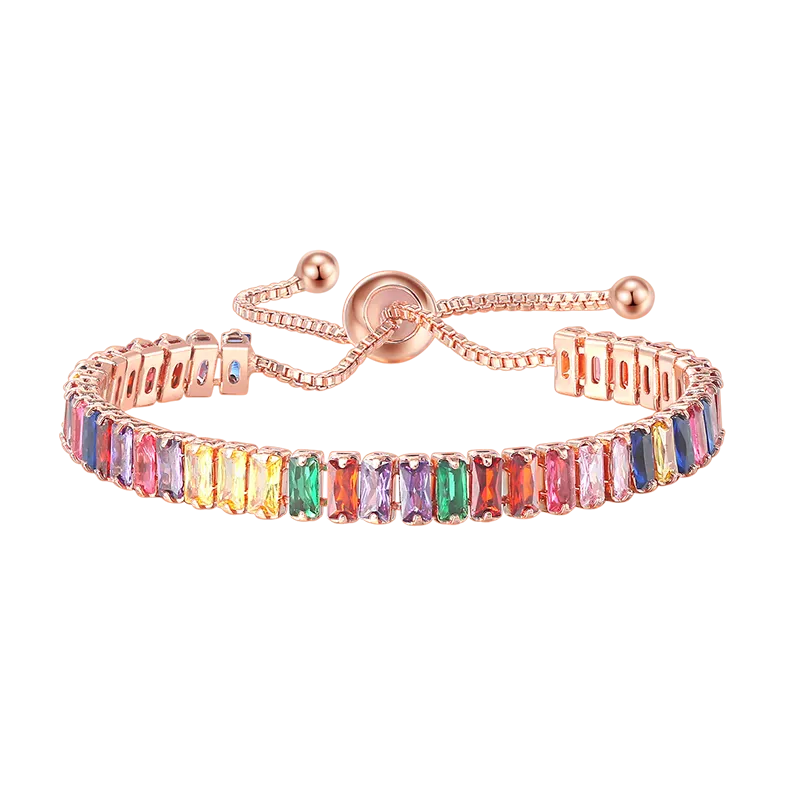 Unique Black Crystal Bangle Rose Gold Color Adjustable Bracelets