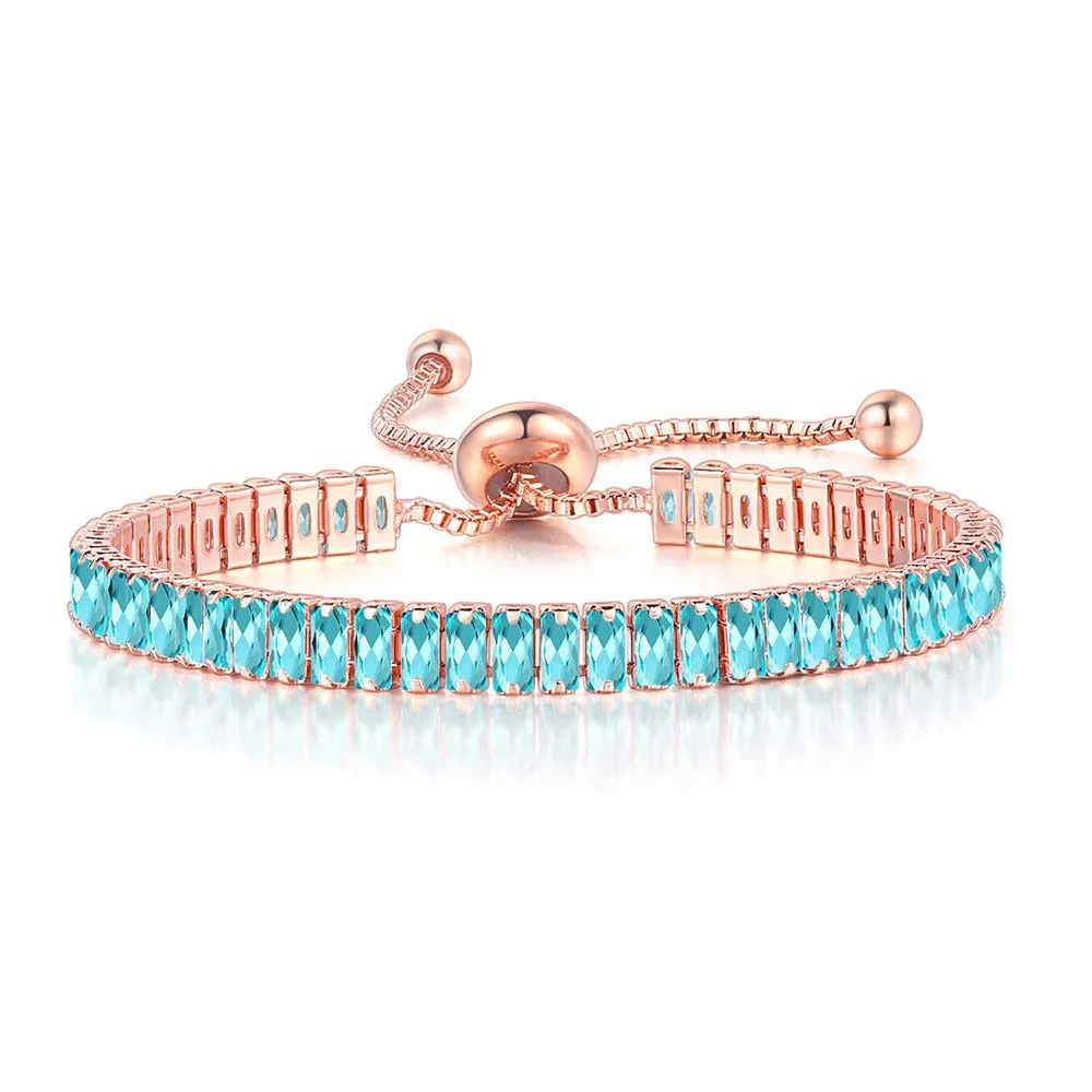Unique Black Crystal Bangle Rose Gold Color Adjustable Bracelets
