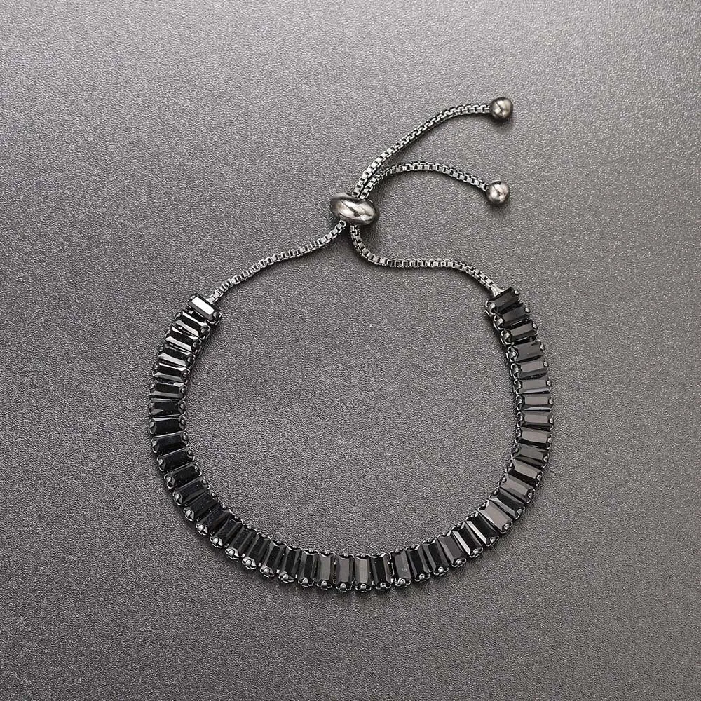 Unique Black Crystal Bangle Rose Gold Color Adjustable Bracelets