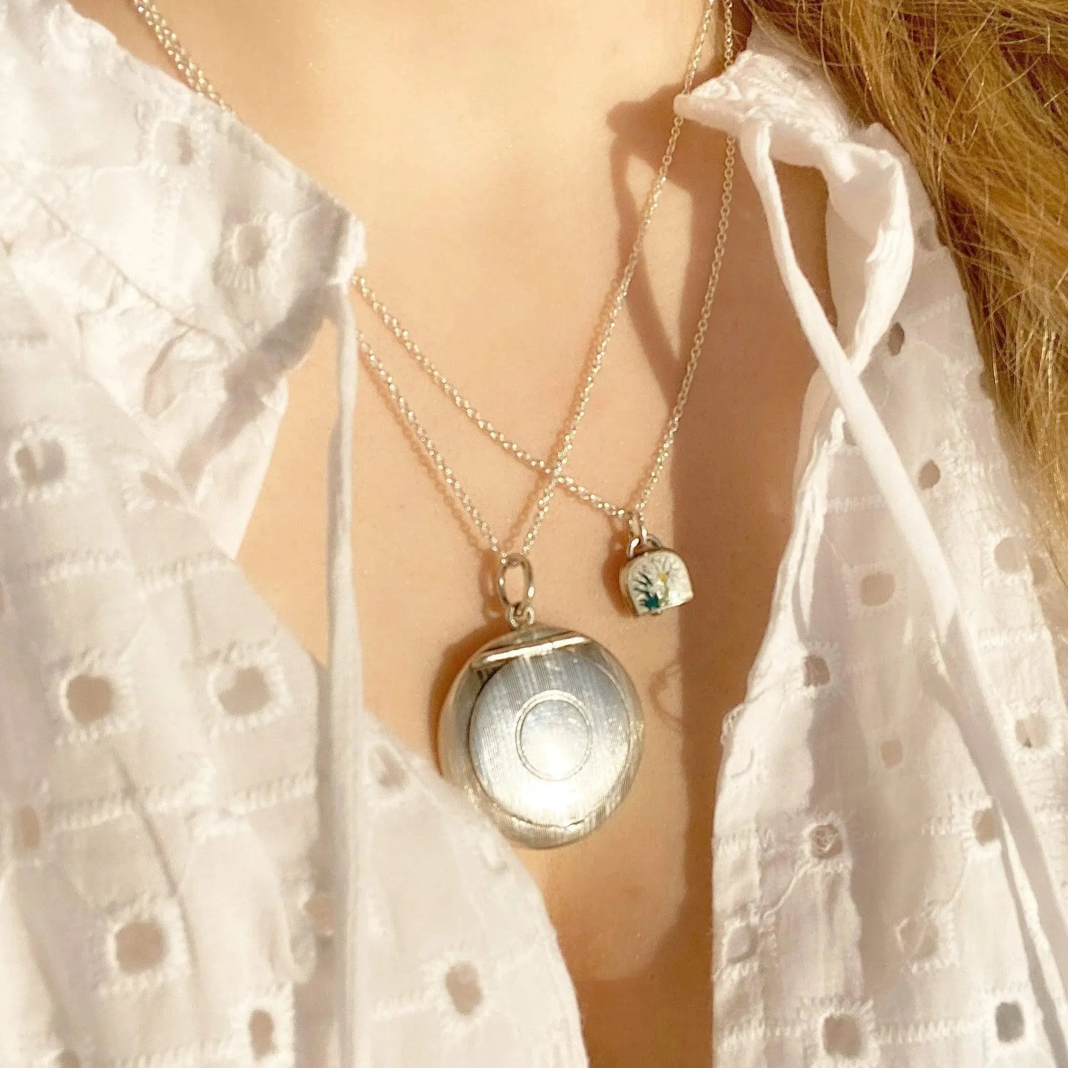 Vintage 1960s Guilloche Enamel Swiss Flower Charm Necklace