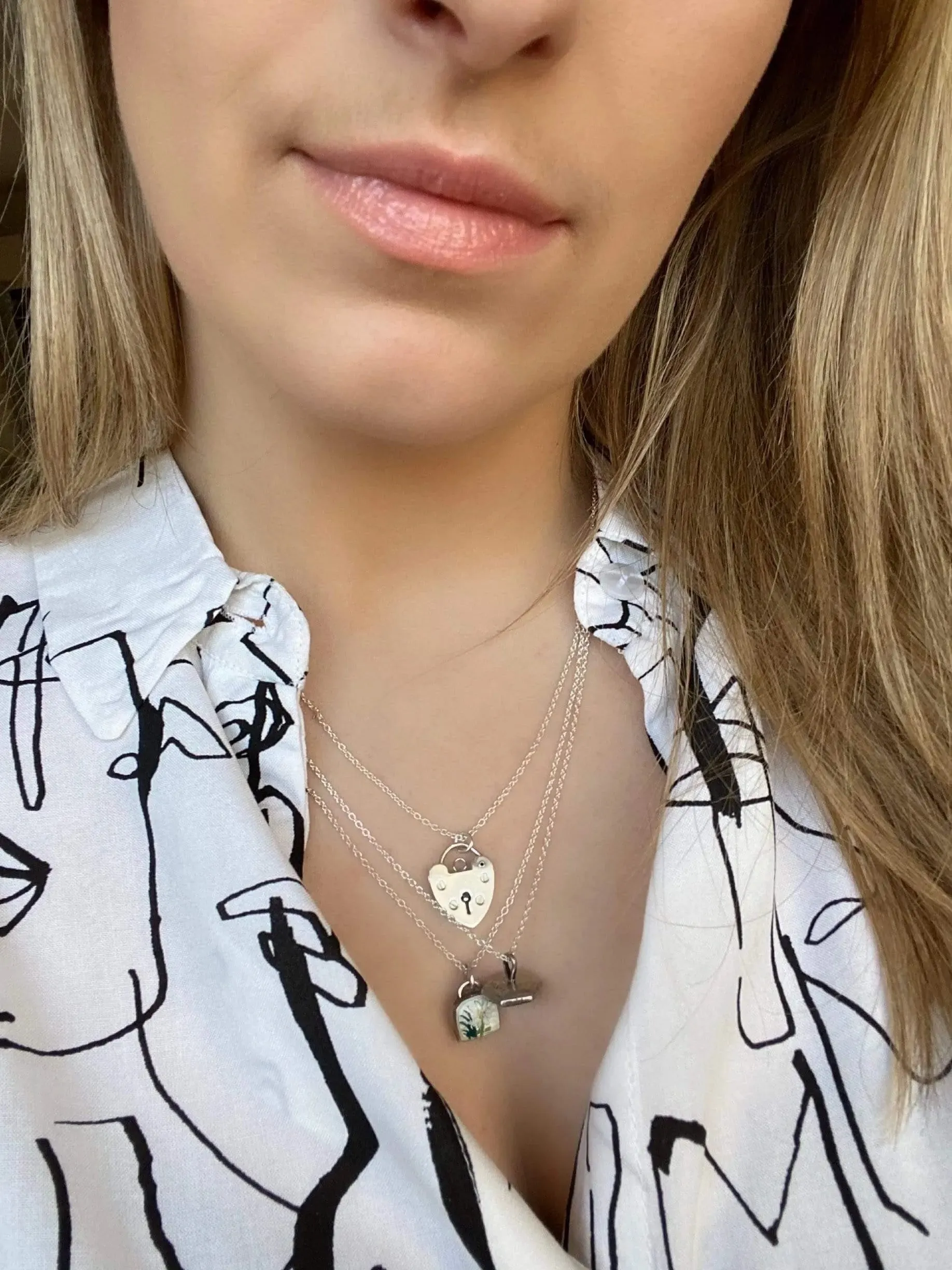 Vintage 1960s Guilloche Enamel Swiss Flower Charm Necklace