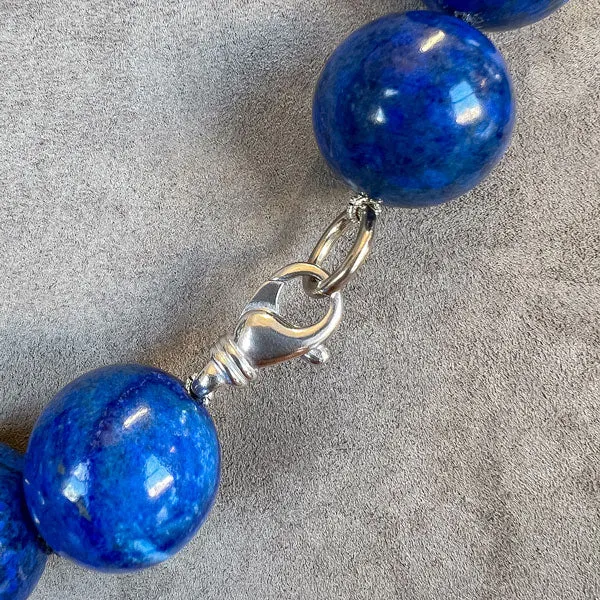 Vintage Lapis Bead & Diamond Rondelle Necklace