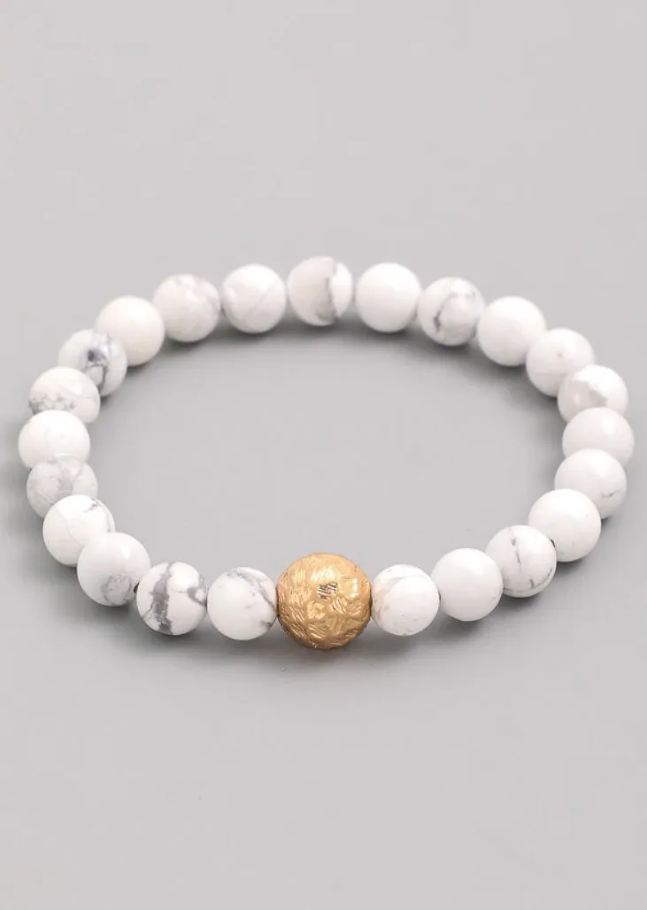 White Marble Bead Bracelet