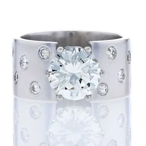 Wide Platinum Engagement Ring