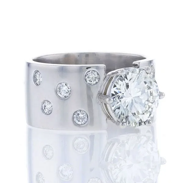 Wide Platinum Engagement Ring