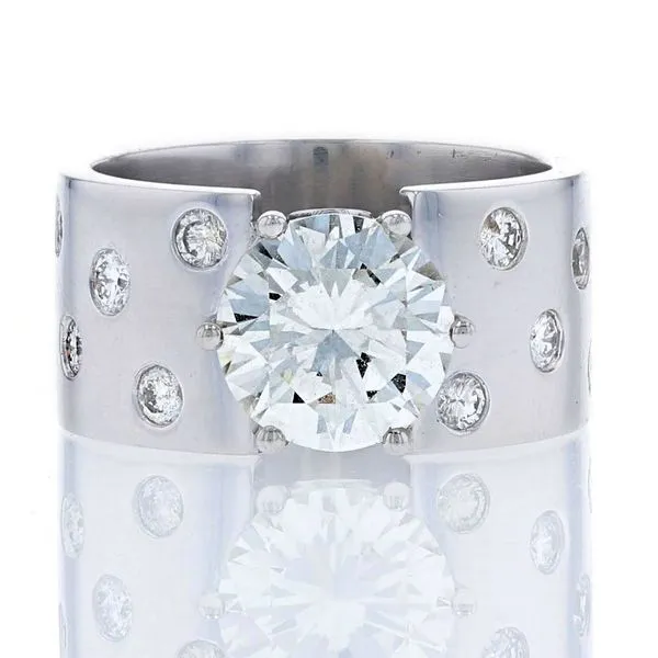 Wide Platinum Engagement Ring